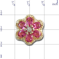 B2307 14K SLIDE WITH DIAMOND CENTER/FLOWER DESIGN 